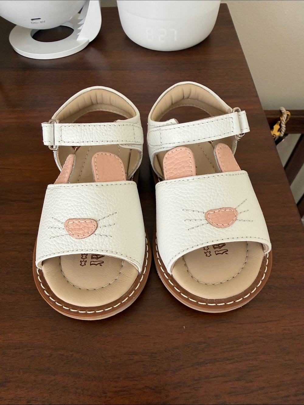 Kids White and Pink Bunny Sandals